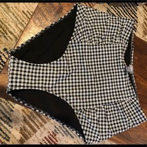 High waisted plaid black and white bikini bottom